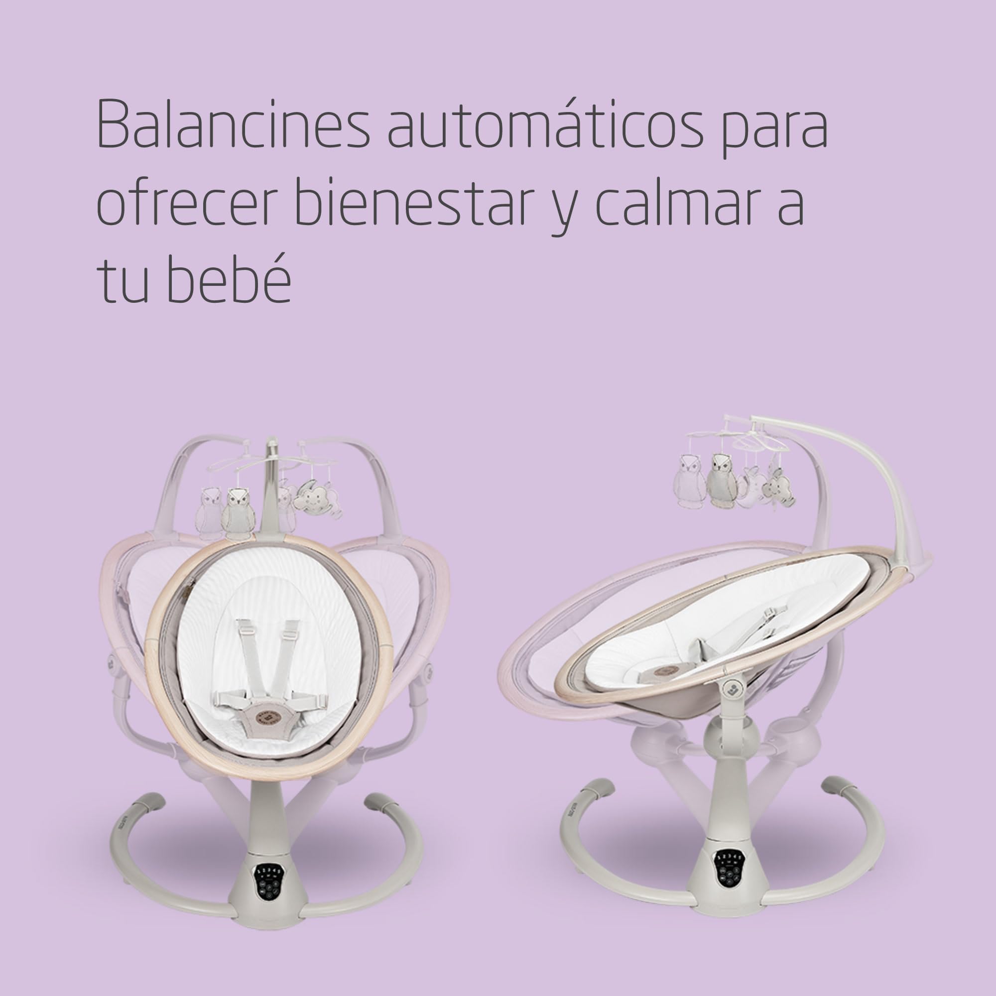 Maxi-Cosi Cassia Hamaca Bebé Eléctrica, 0-6 Meses, Máx. 9 kg, Balancin Bebe, 12 Melodías, Rotación 360°, Detección Automática, 5 Velocidades, 2 Posiciones De Reclinación, Classic Beige