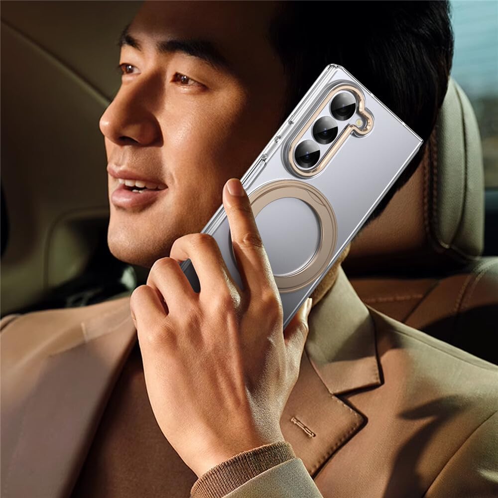 Generic Schutzhülle für Samsung Galaxy Z Fold 3 (Farbe: Blau), magnetischer Ringständer, transparente Schutzhülle, harte Klapprückseite