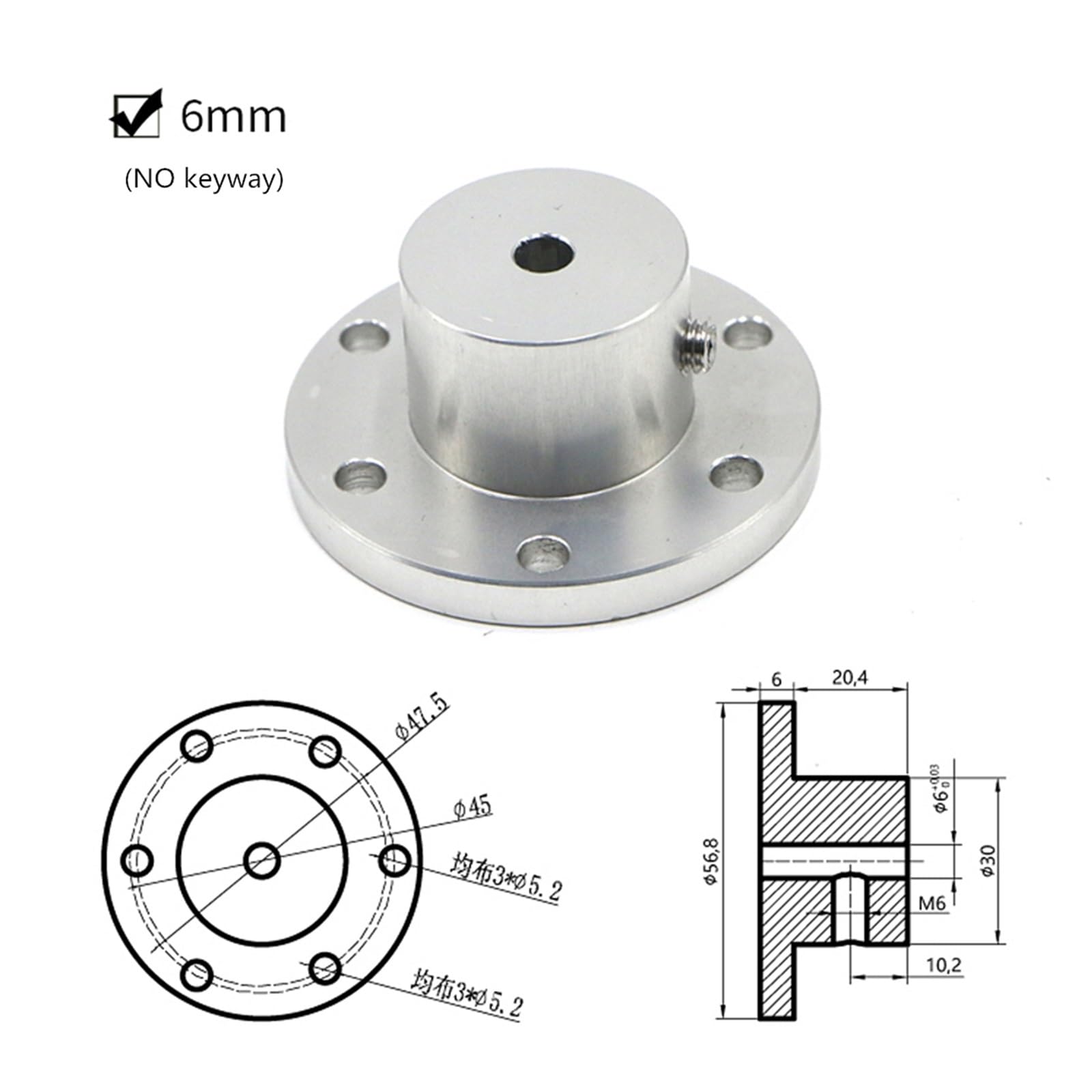 Coupleur à Bride, Accouplement à rainure de clavette 5 6 8 10 12 14 15 16 18 mm(10mm Keyway)