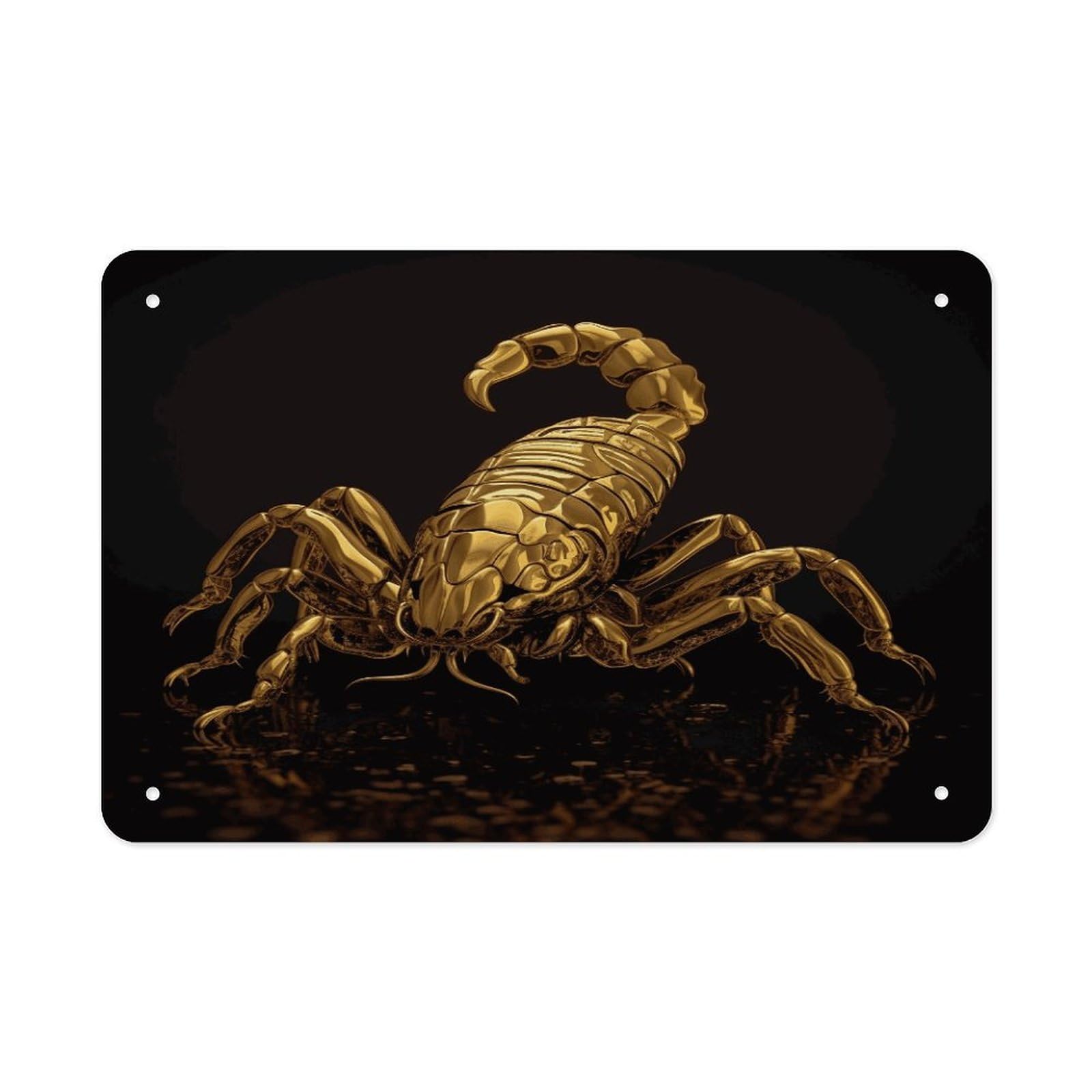 Fekiloot Style Gold Scorpion Metal Signs Wall Art Tin Sign