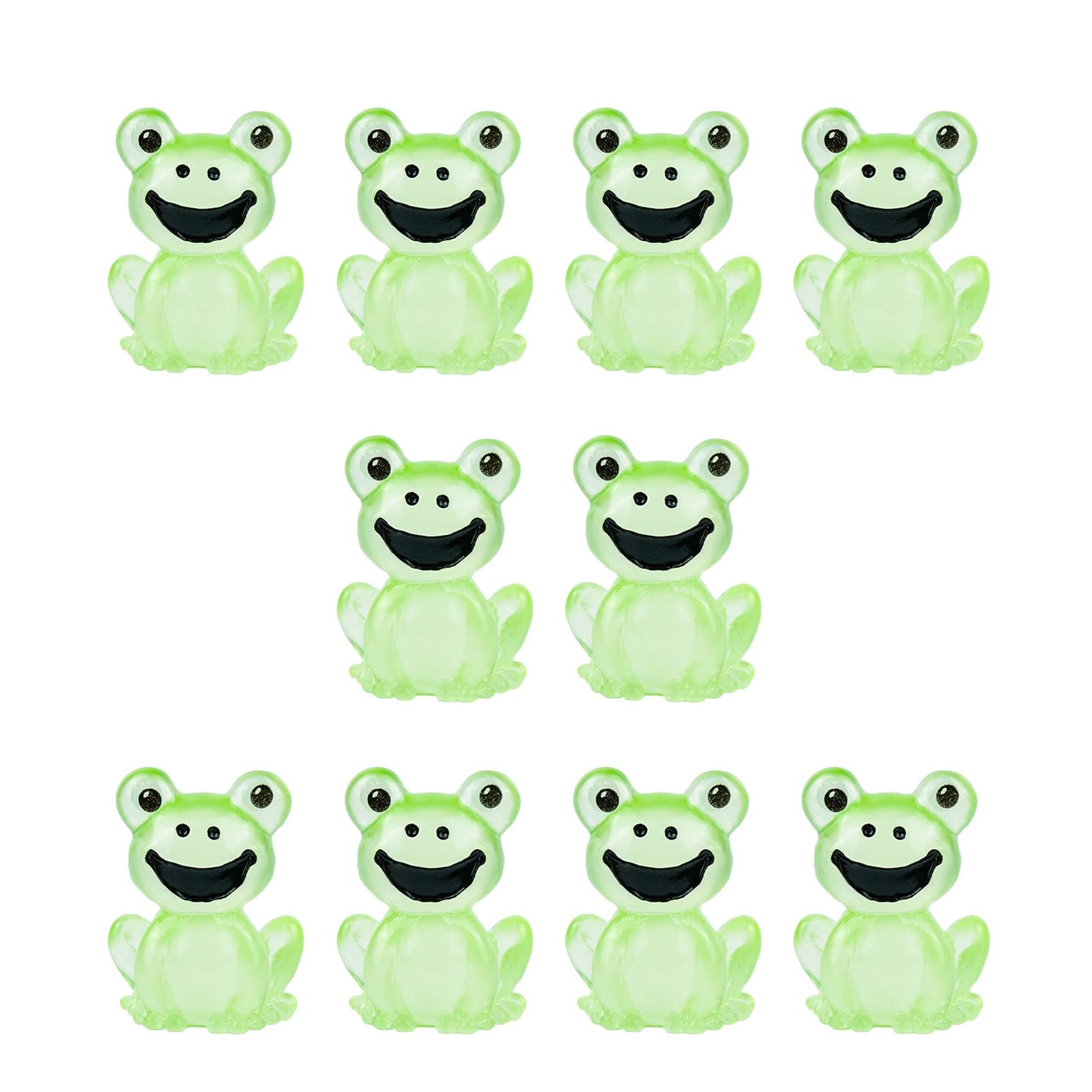Zbiianxer Green 10Pcs Resin Frogs Figurine Miniature Decors Cartoon Animal Statues Ornaments For Diyer Terrarium Home Desk Garden Frogs Statue