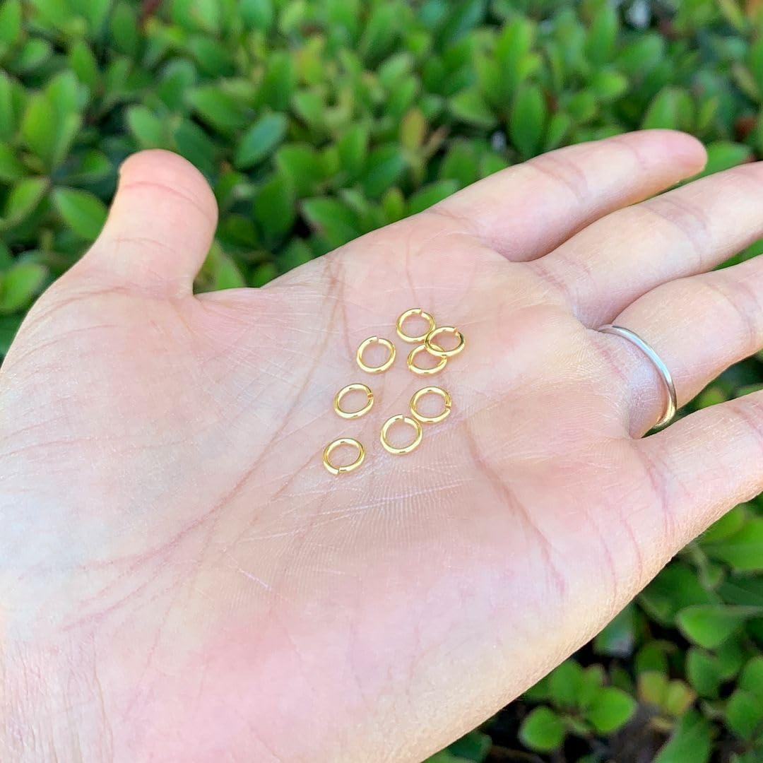 50pcs Adabele Real Yellow Gold Plated Sterling Silver Open Jump Rings 6mm (0.24 inch) O Ring Connector (Strong Wire 0.9mm/19 Gauge) for DIY Craft Jewelry Making SS80-6