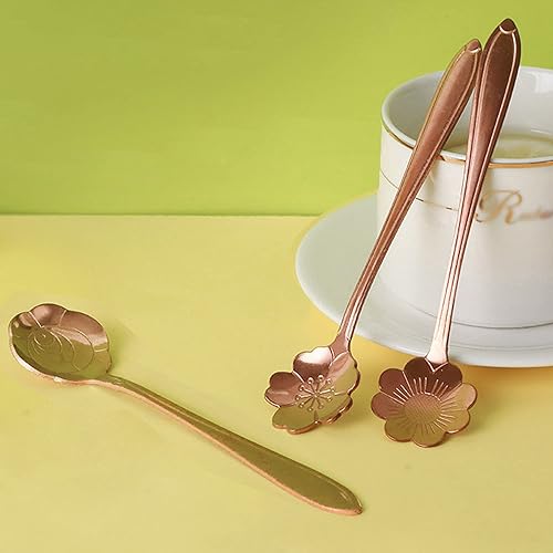 Miniatura 9 de PBIEHSR - Juego de 9 cucharas de café de acero inoxidable, cucharas de postre de dos longitudes diferentes para revolver bebidas, mezclar mermeladas