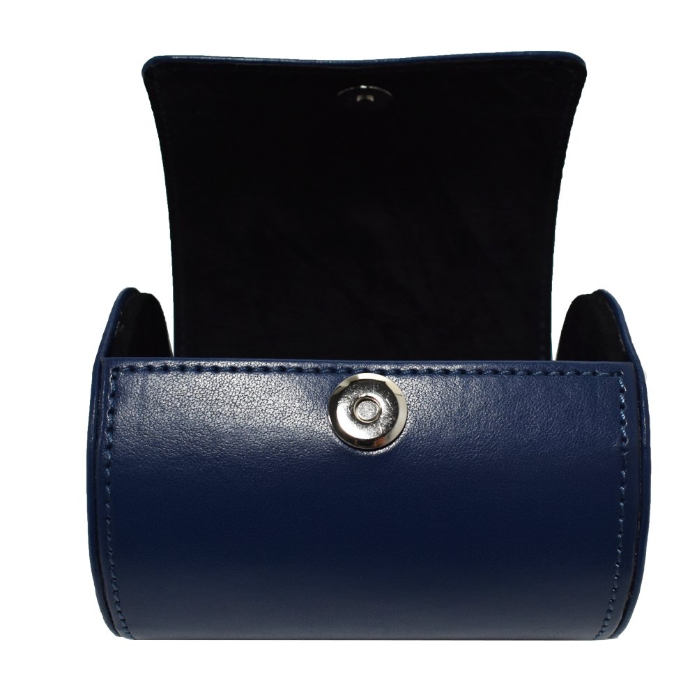 Fashionable Business PU Leder Krawatten Box 12 x 9 x 9 cm Zylinder-Form Krawattenhalter (Blau)
