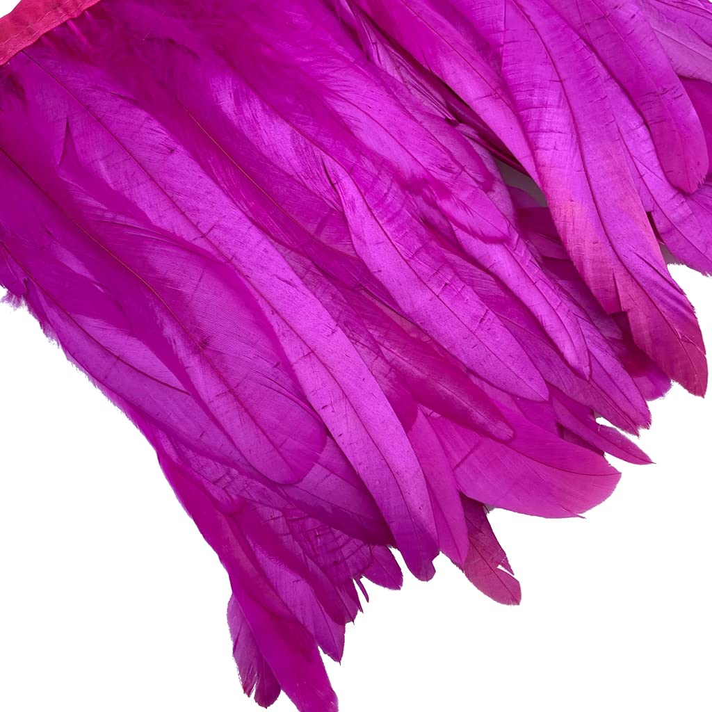 Sowder Rooster Hackle Feather Fringe Trim 8-10inch in Width for DIY Sewing Craft Decoration Pack of 1 Yard(Fuchsia) - Image 3