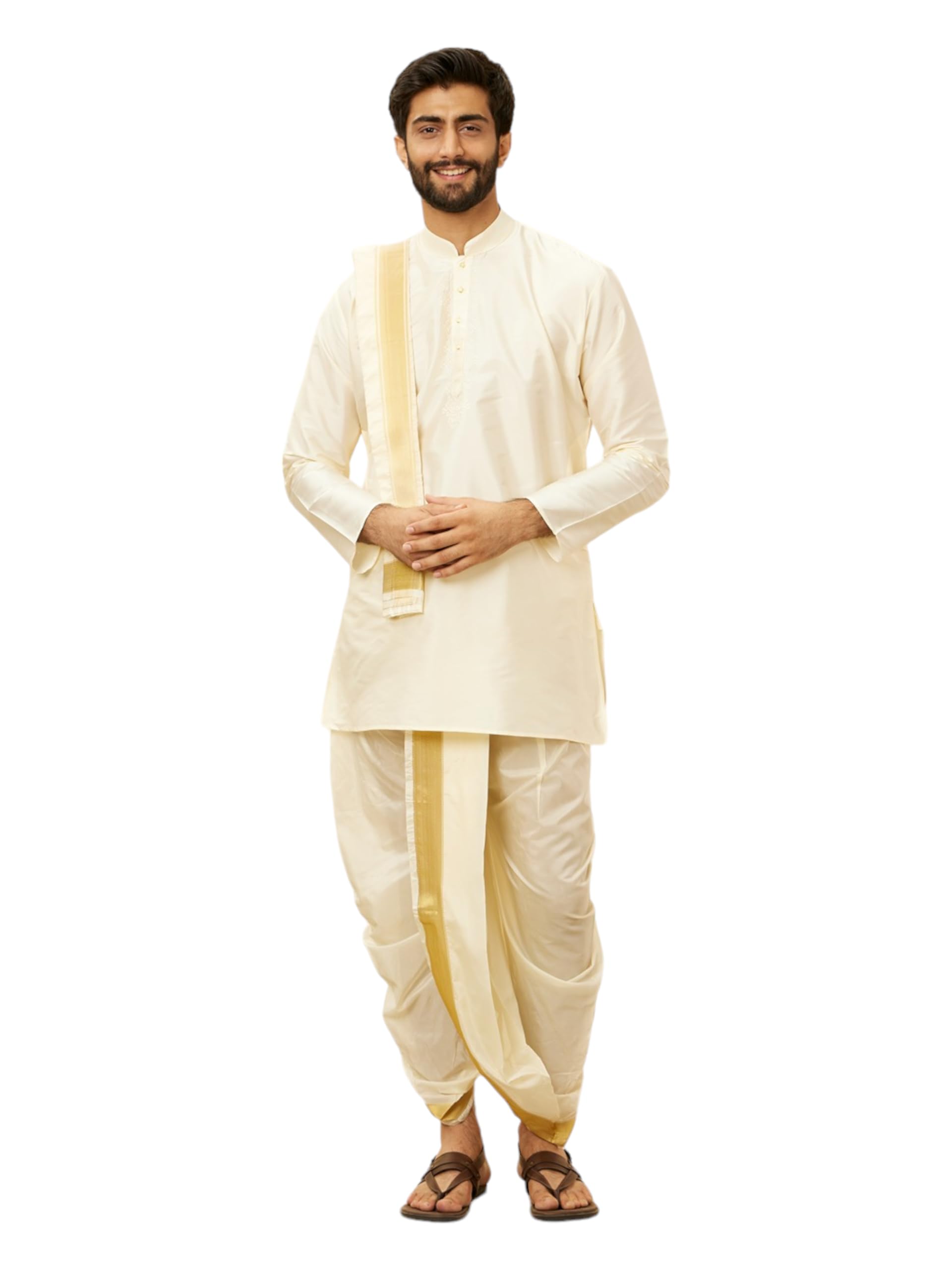 Men's Solid Kurta Pancha Set (2pcs)-image-44