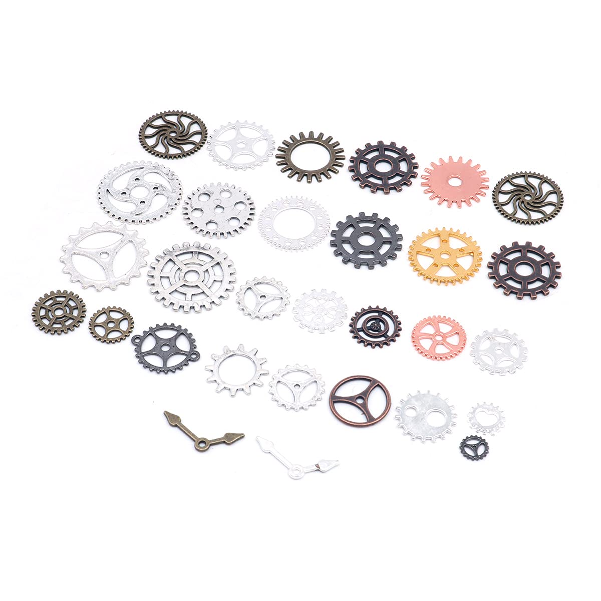 50g Steampunk Gears Kit,Assorted Antique Metal Wheels Pendant Watch Clock Gears for DIY Crafts Jewelry Making Accessories Bronze - Mixed Colour
