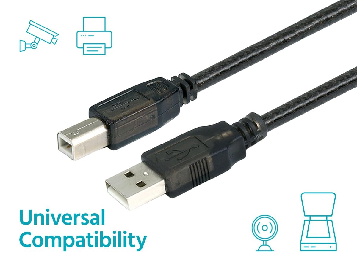 Cable de extensión USB 2.0, USB tipo A a USB tipo B, macho a macho, activo, 28/24AWG, 49 pies, negro 6