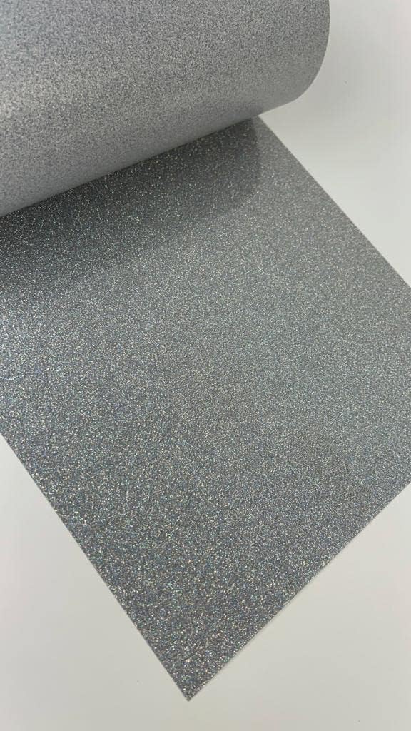 New Glitter Heat Transfer Vinyl -Holo Silver- 10" x 1Ft, 2, 3, 5, 10 Yards (1 Foot) (5 Yards)