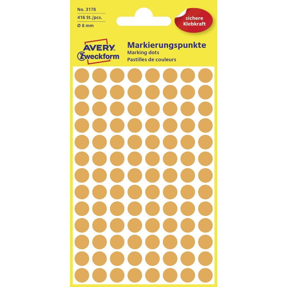 Avery Zweckform Self-Adhesive Marking Dots, Diameter: 8 mm Bright Orange