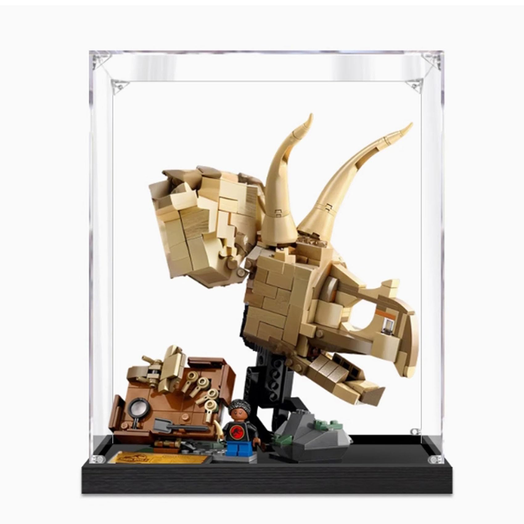 Espositore trasparente in acrilico per Lego 76969 Dinosauro Fossile Triceratopo Teschio, scatola trasparente, scatola portaoggetti, scatola antipolvere (modello non incluso) (3 mm)