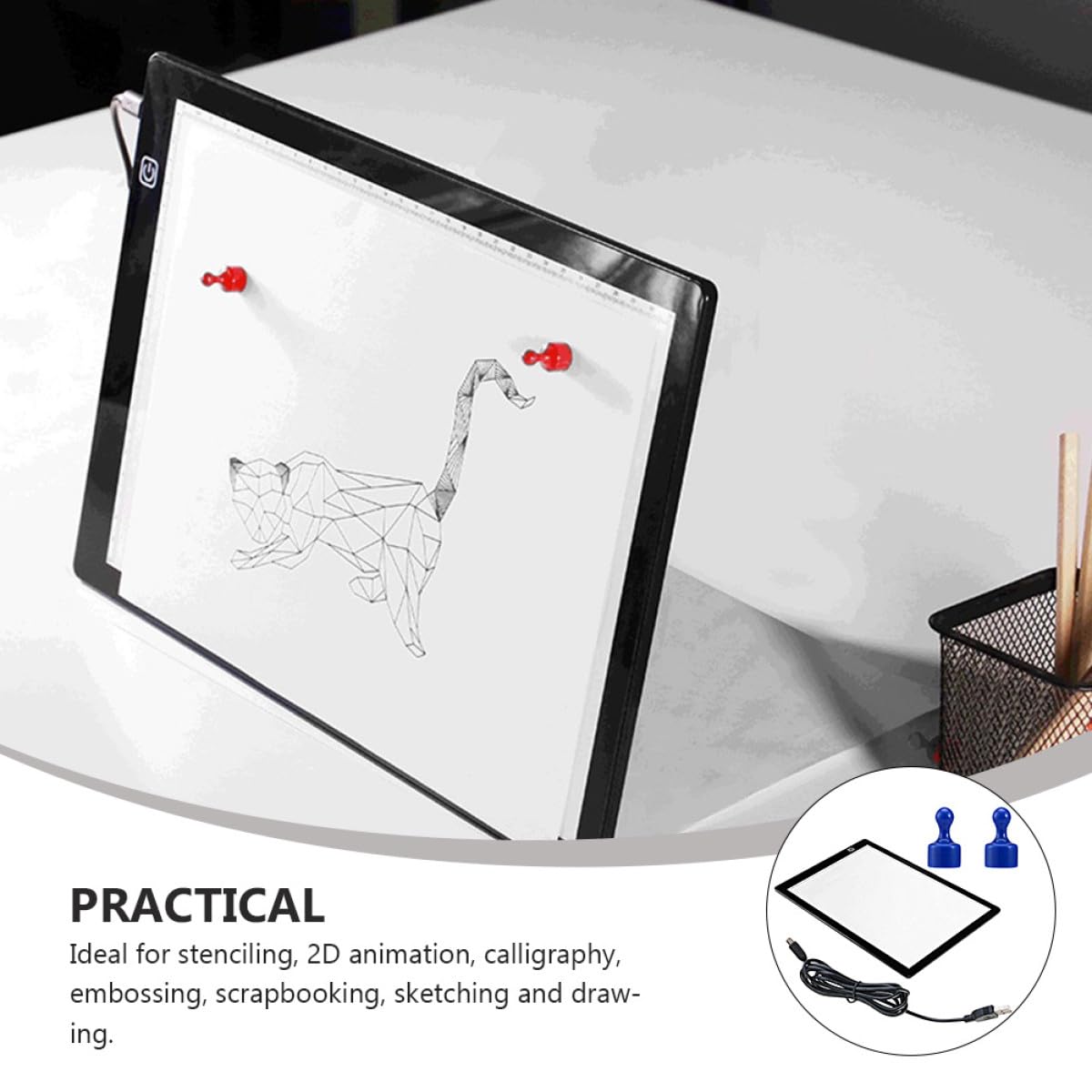 TEMPNAP Planche à Dessin Lumineuse A4 LED Magnétique avec Surface Acrylique Mate, Design Innovant, Poids Léger et Règle Intégrée pour Dessin et Animation 2d