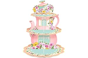 Zopeal 3 Tier Floral Tea Party Cupcake Stand Decoration for Flower Theme...