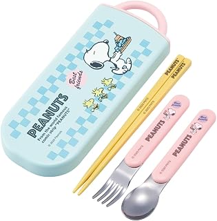 スケーター(Skater) カトラリーセット 子供用 お弁当 箸 スプーン フォーク 日本製 スライド式 名前シール付 抗菌 トリオセット スヌーピー 80's カフェ 女の子 TACC2AG-A