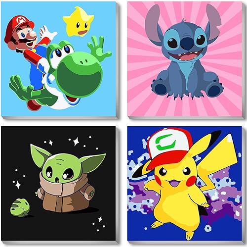 Miniatura 1 de bleihum Paquete de 4 pinturas por números para niños de 4 a 8 a 12 años, kits de pintura de dibujos animados por números para niños, colorear por