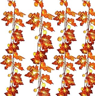 YIZHIHUA 10 FT Maple Pumpkin String Lights Halloween Thanksgiving Decorations,20 Led Fall Garland Lights Pumpkin Maple Leaf String Lights Indoor Outdoor Decor