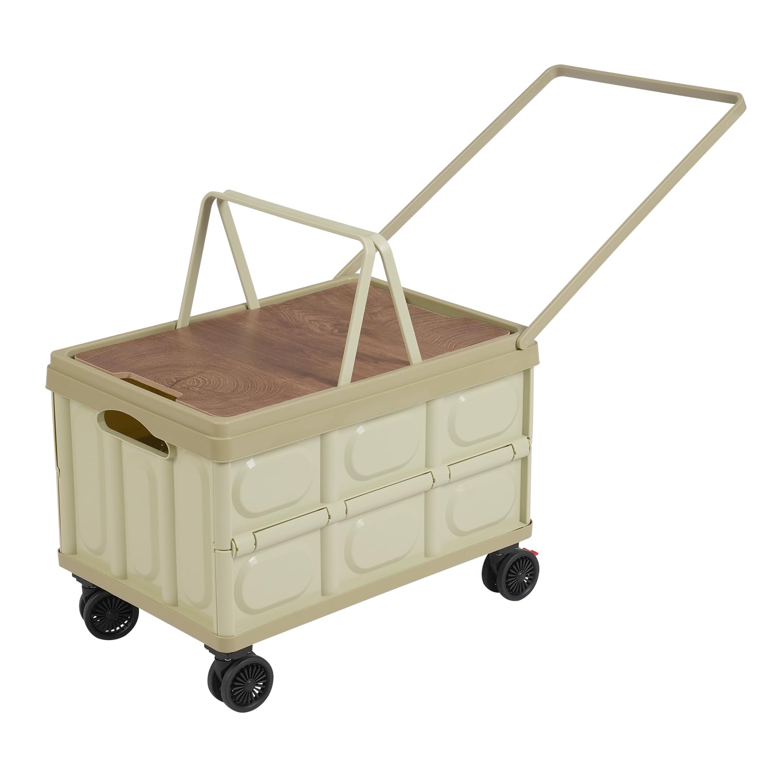 55L Folding Rolling Crate for Storage and Transport, Portable Utility Cart, Green, Collapsible Organizer for Home, Office, Shopping, Adults