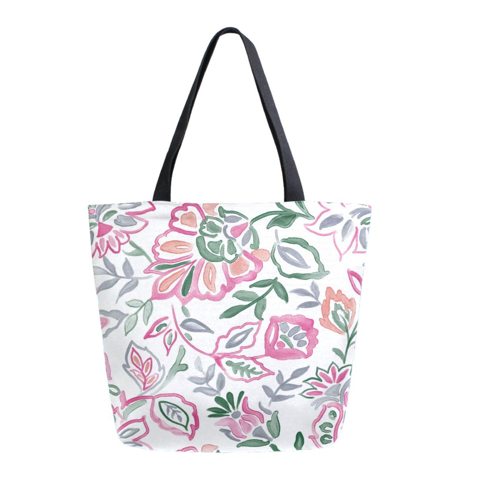 Tote Bag Flower Pai-Sley Beach Bag Premium Shopping Bag Reusable Canvas Tote Bags For Work Holiday School 40X50cm