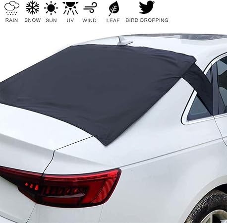 Amazon Homiar リアフロントガラス雪カバー 57 1インチ X 35 4インチ ユニバーサル防水ウィンドスクリーン 車カバー 外部磁気アイスフロストダストシールドガード フラップ付き バックサンシェードプロテクター トラック バン用 雪対策 車 バイク