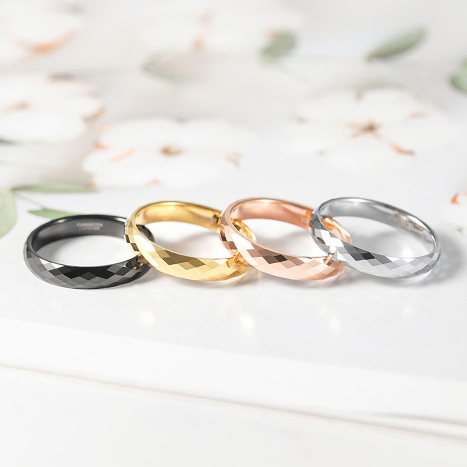 Anillos Personalizados Tungsteno Hombre y Mujer Oro Rosa