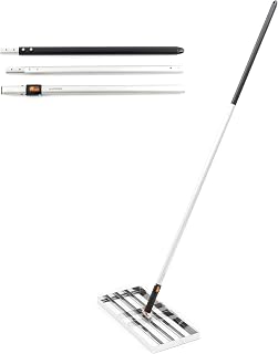 Rakla do trawnika (60 x 25 cm), poręczna rakiel do trawnika [do głębokiego zielonego trawnika] – w zestawie 2-metrowy trzonek – grabie poziomujące do pielęgnacji trawników – szeroka grabie do