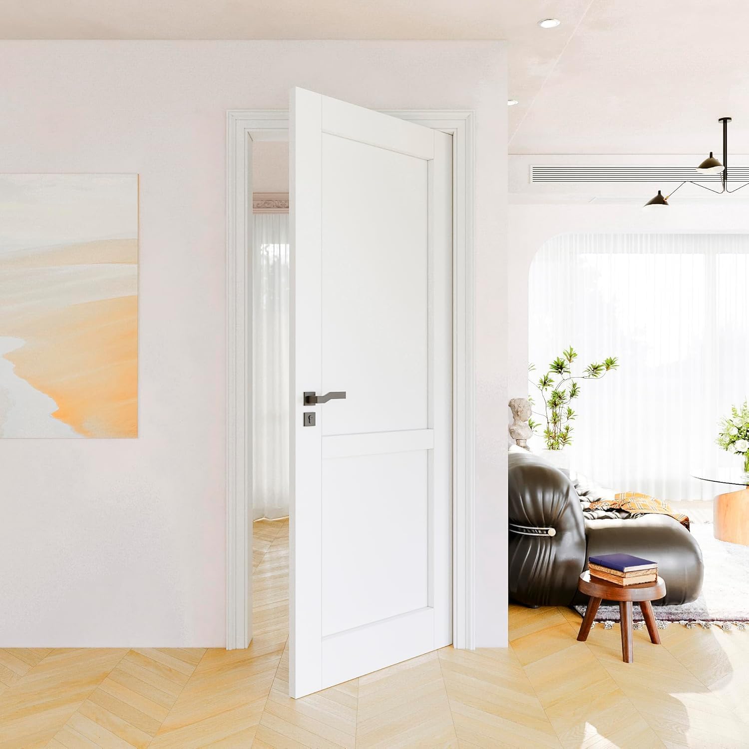 Slab Door Interior, Solid Core Pre-Built Wood Doors 36"x80", 2-Panel White Bedroom Door Shaker, Pantry, Bathroom, Laundry Swing Door w/o Frame, Pre-Finished & Paintable with CARB P2