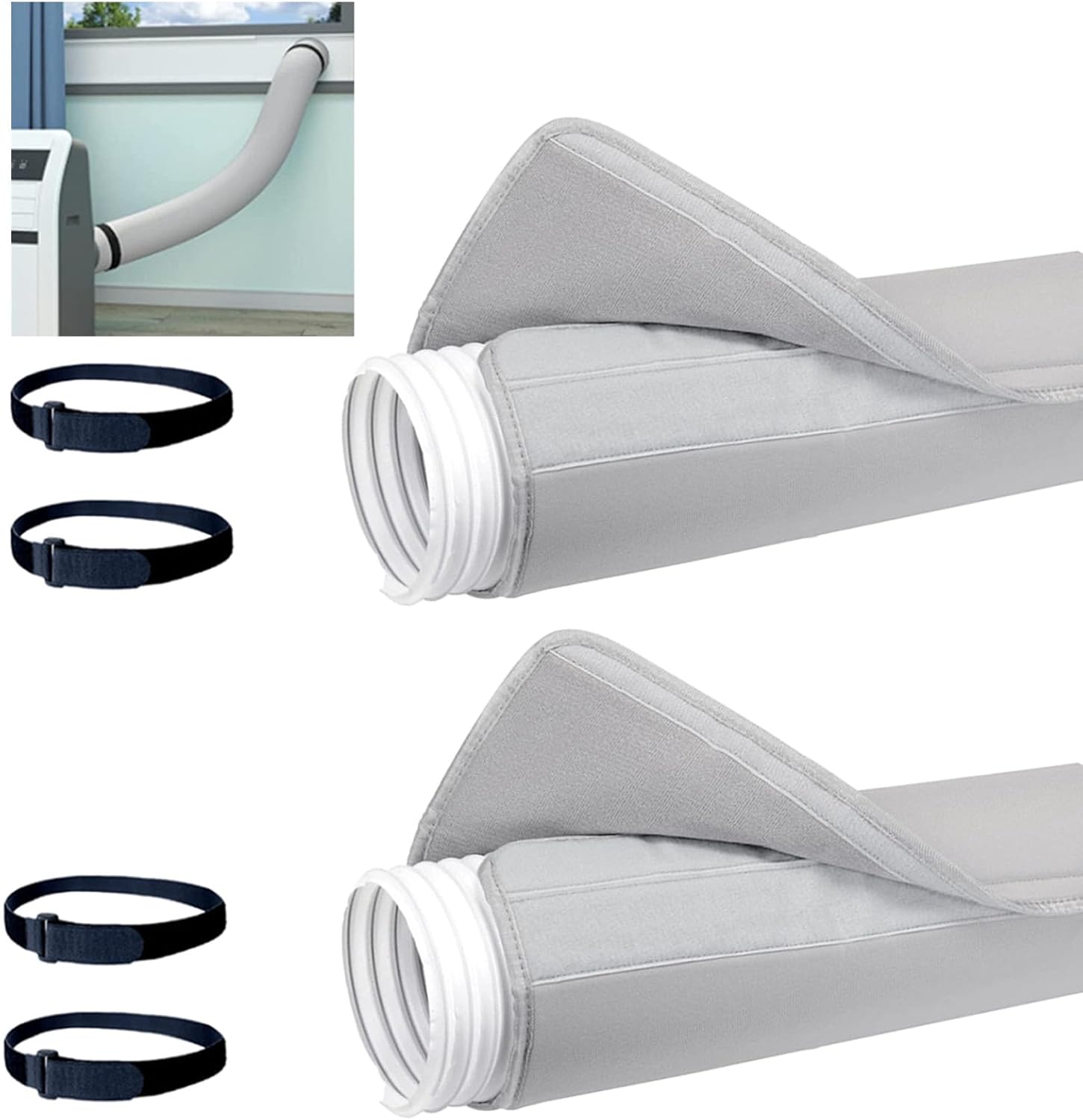 Air Conditioner Insulated Hose, Portable Air Conditioners Duct Insulation Wrap Sliding Door Ac Vent Kit, 5" & 5.9" Diameter Exhaust Hoses Tube for Air Conditioner Parts & Accessories- 2PCS