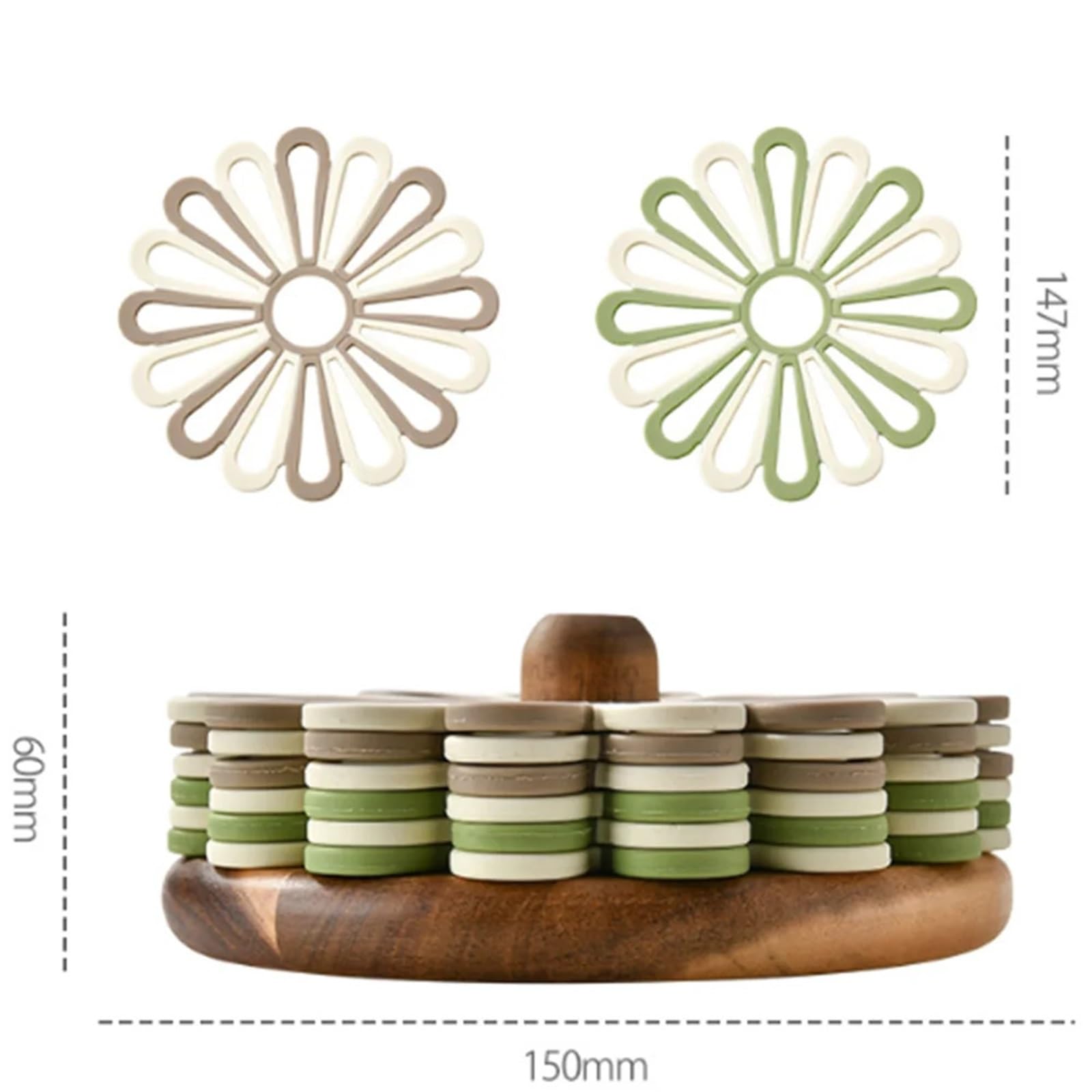Dessous de Plat Silicone 6 Sets de Table en Silicone Relief Fleurs