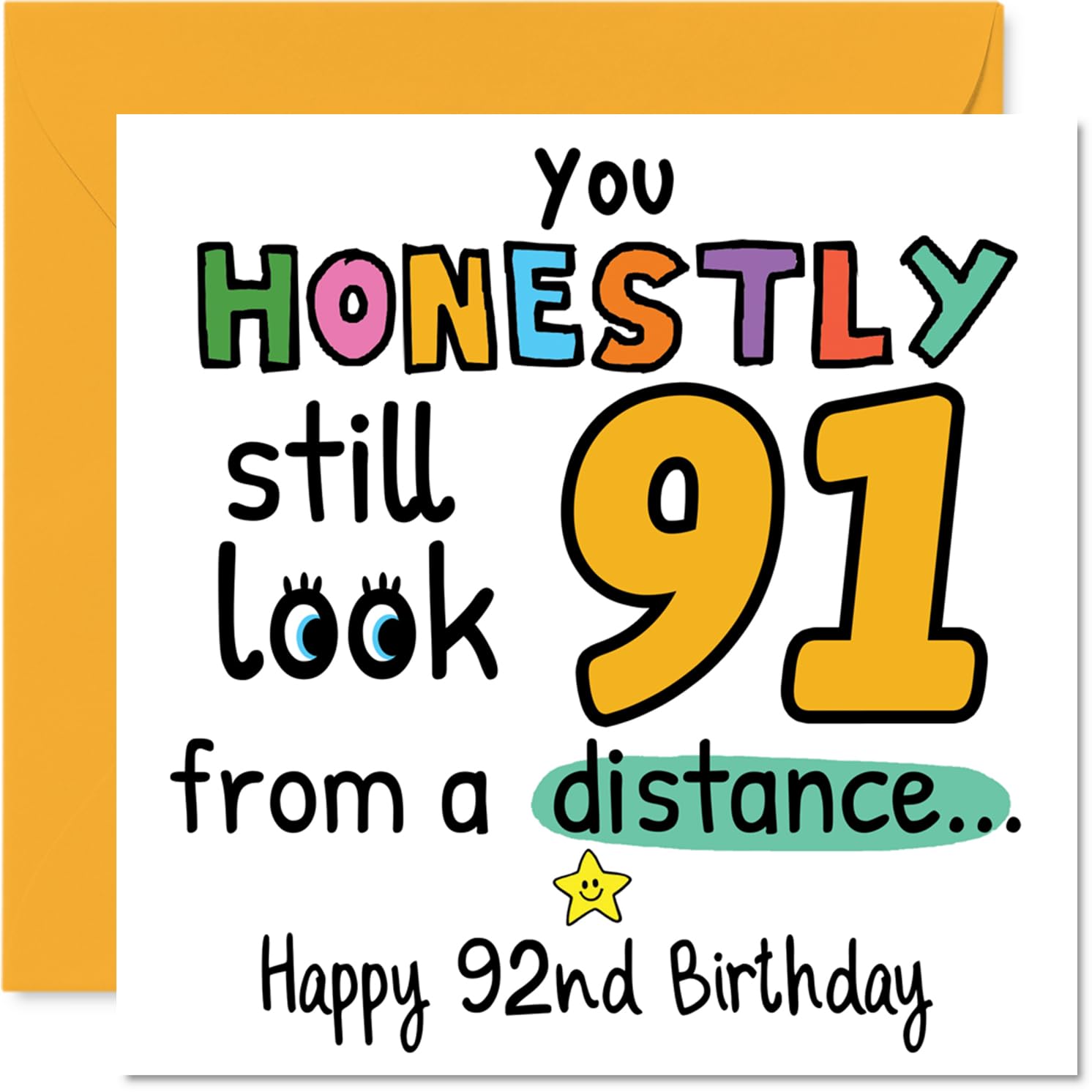 92nd Birthday Cards for Women and Men, From a Distance