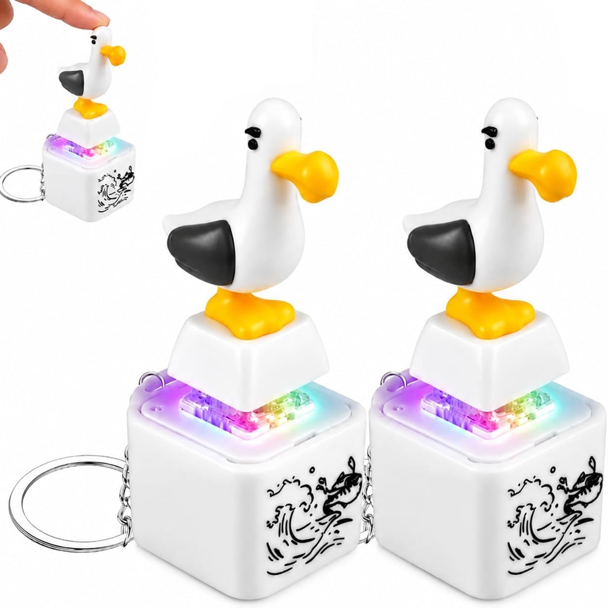 Seagull Mine Keyring, 2PCS Fidget Keyring Seagull Gifts Halloween