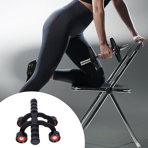 Miniatura 5 de Entrenador de fortalecimiento de núcleo de rodillo abdominal de 4 ruedas, equipo de rueda de ejercicio abdominal con asas de espuma ergonómicas,