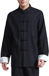 AGYE Roupas Tai Chi Masculinas, Algodão Tang Linho Manga Longa Top Kung Fu Tai Chi Wing Chun Jaqueta Camisa Chinesa Casaco + Calças