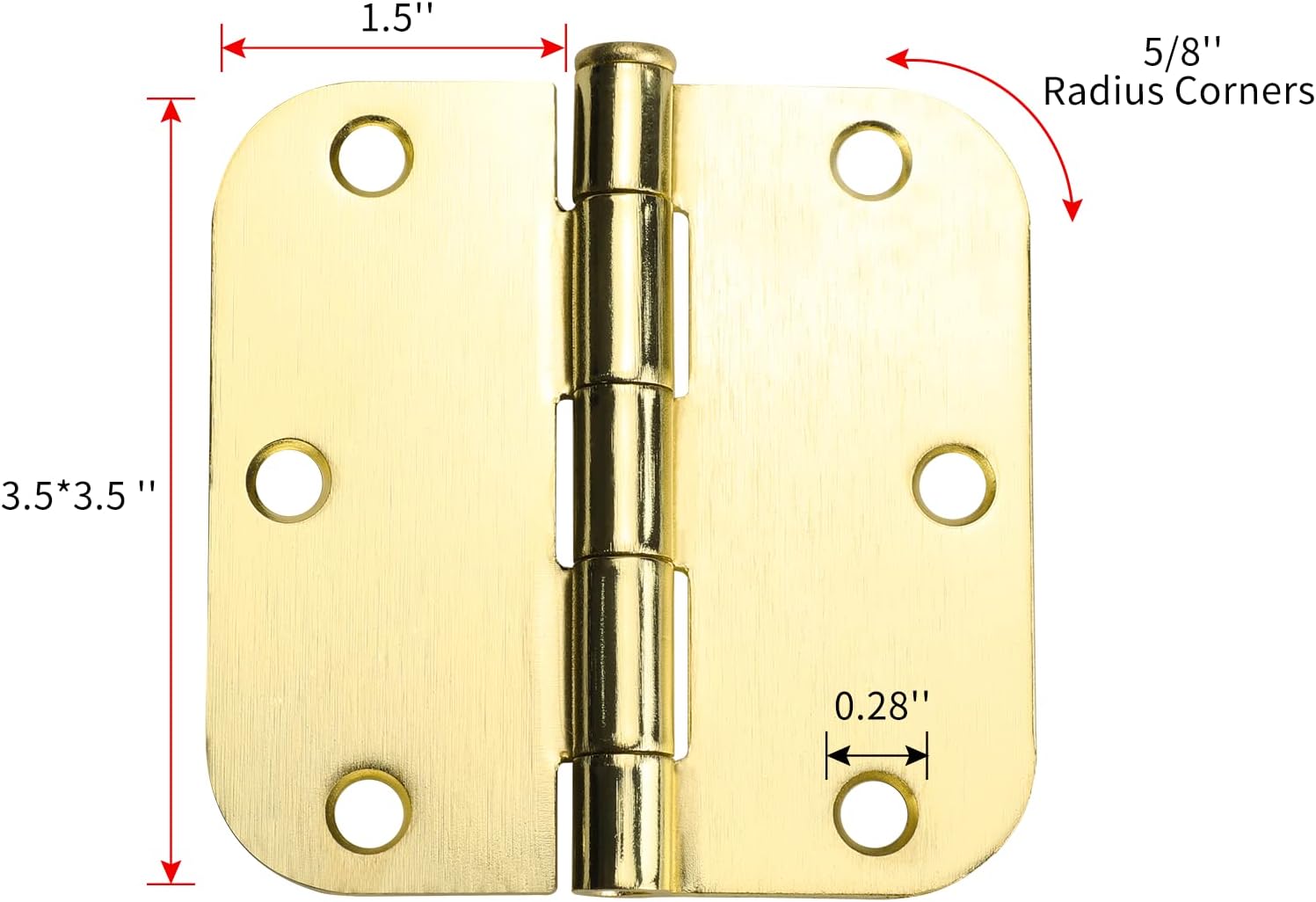 Haliwu 18 Pack Gold Door Hinges, Satin Brass Door Hinges Interior Door Hinges 3.5 Inch with 5/8" Radius Corners