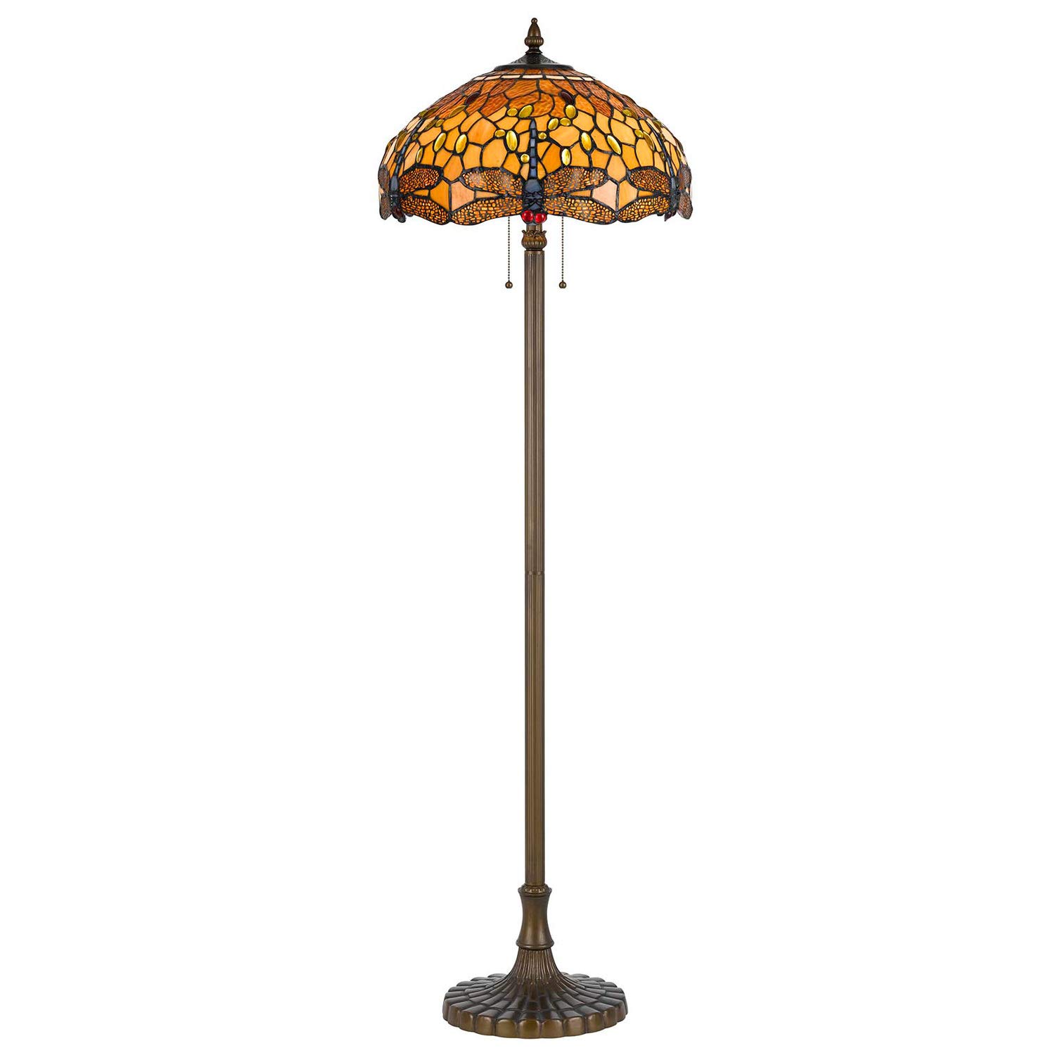 Assembled Cal Lighting BO-2372FL Tiffany Floor Lamp with antique brass finish and multicolor glass shade