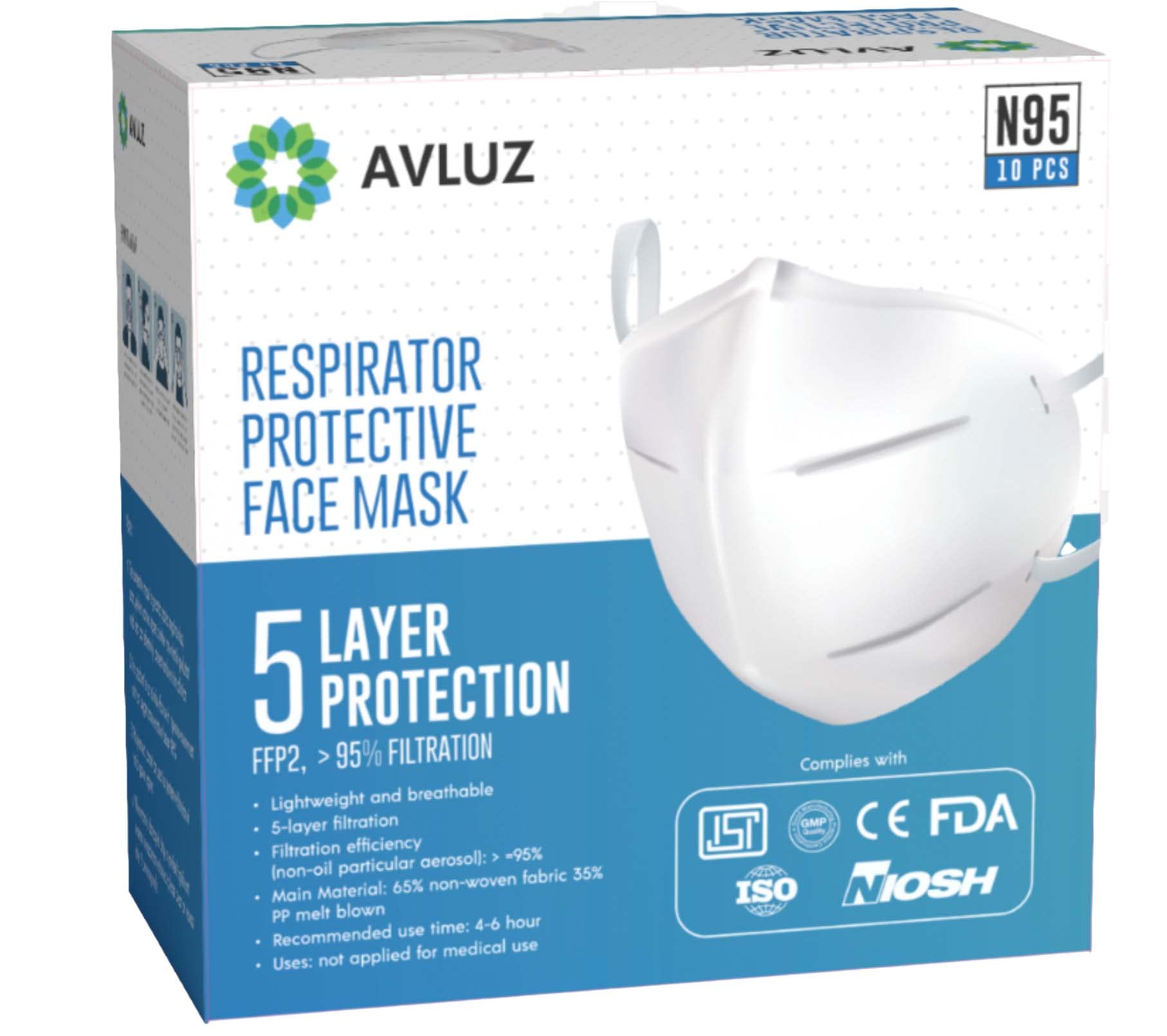 AVLUZ White Face Mask Earloop For Everyday Use