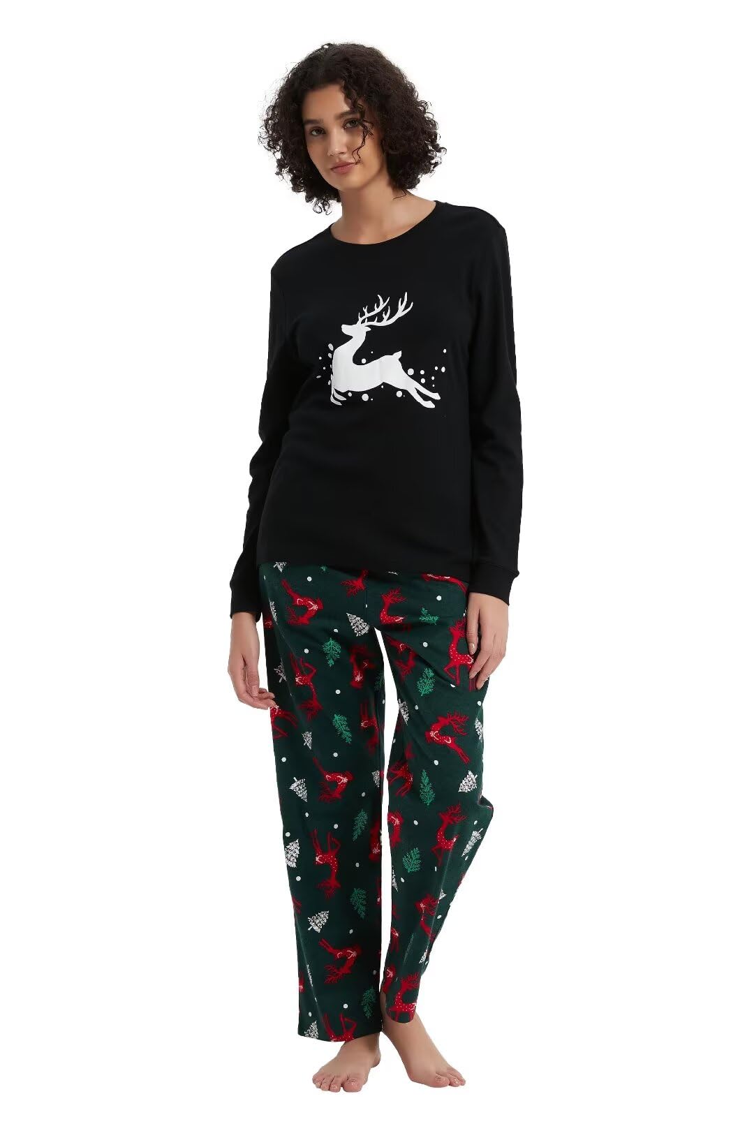 GLOBAL Pigiama Donna FlanellaDonna Pigiami Cotone Maniche Lunghe Pigiami Due Pezzi da Donna Pjs Confortevole Sleepwear Caldo Morbido
