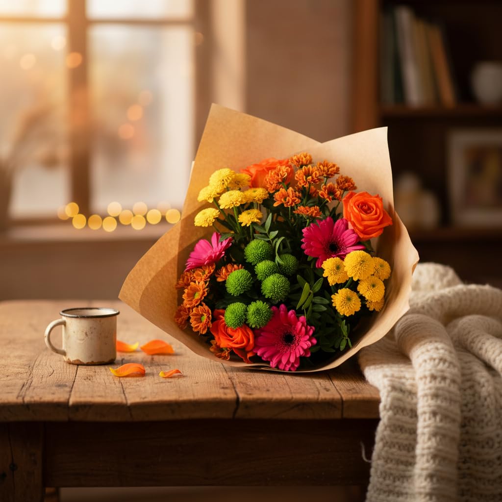 All Occasions Orange Vibrant Value Hand-Tied Flower Bouquet - Fresh Flowers Just For Mom - Next Day Prime Delivery - Perfect For Mother's Day, Birthdays, And Special Occasions