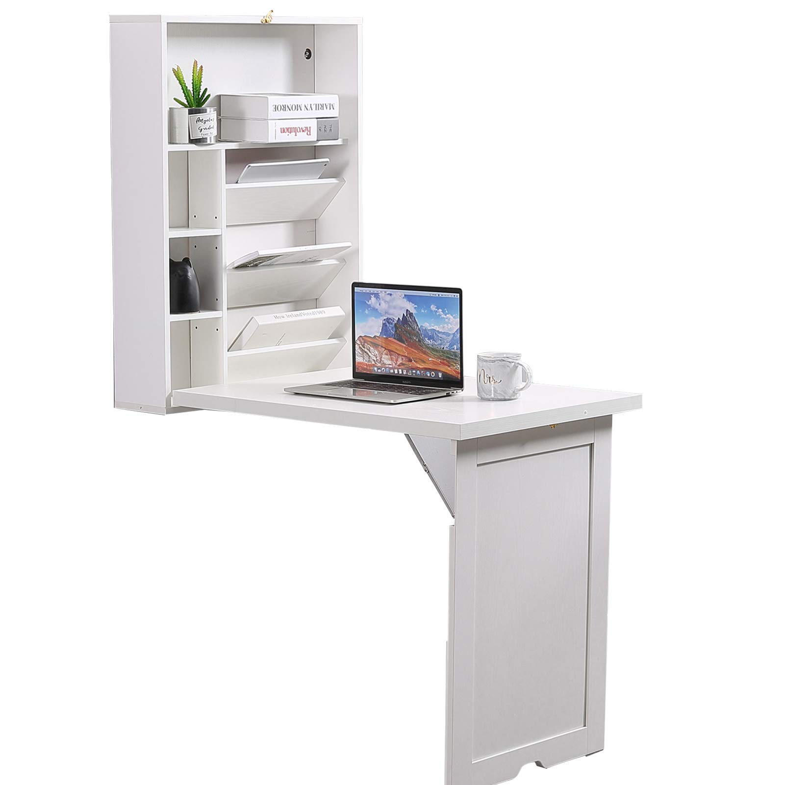Buy Lipo Desk with Bookshelf with 4 Tier Shelves Writing Floating