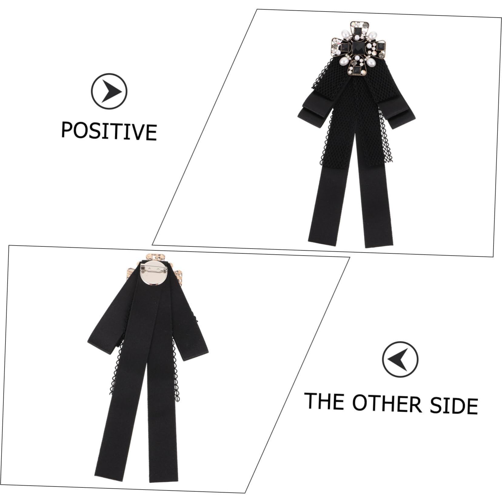 Gatuida Elegant Bowknot Collar Pin Vintage Bow Tie Rhinestone Pin for Skirt Blouse