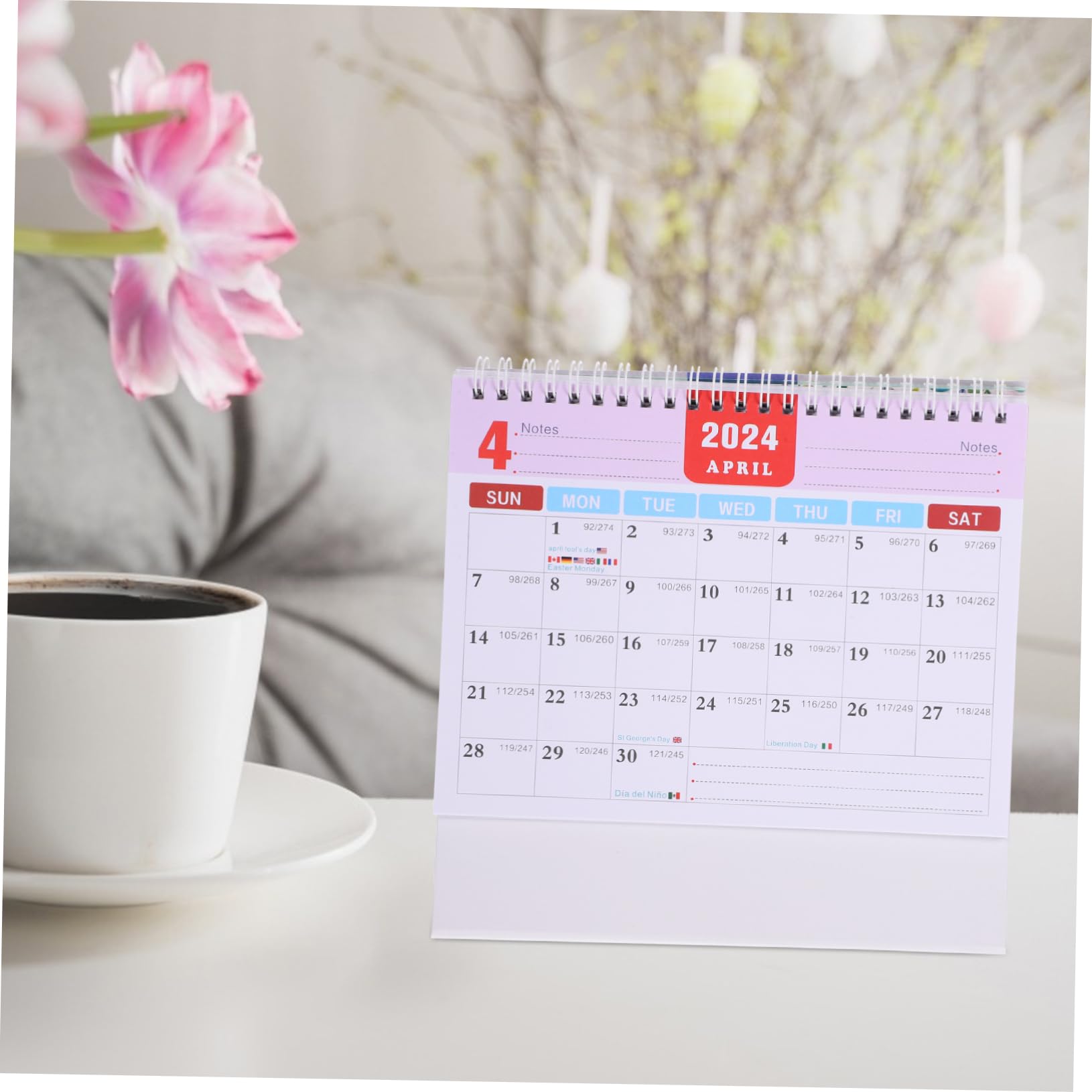 VILLCASE 4stücke Schreibtischkalender Dickem Mit Stabiler Drahtbindung Praktischer Desktop Kalender Für Büro Und Zuhause Monatliche Übersicht Leicht Verstellbar Als
