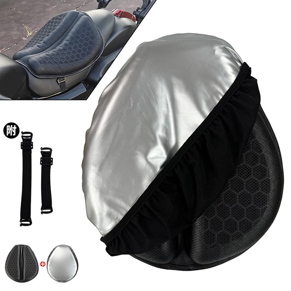 Coussin De Selle Moto Gel pour BMW R1300GS R 1300 R1300 GS 1300GS,3D Respirant Nid d'abeille avec Housse De Pluie,Assise Ergonomique Anti-Chocs Confort
