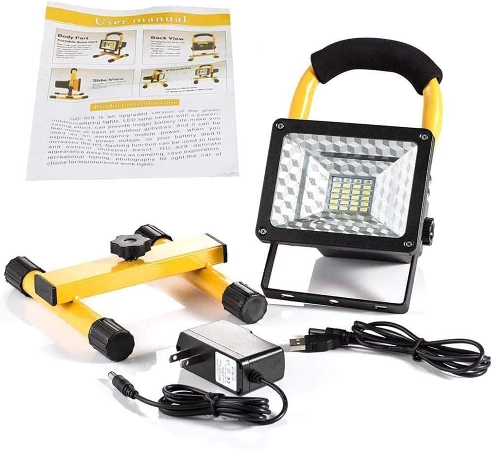 Luz de Trabajo led 200W Luces de Trabajo led Recargables | Proyector de Exterior Impermeable IP 65 con 2 Puertos USB | para Taller, Sitio de Construcción, Garaje