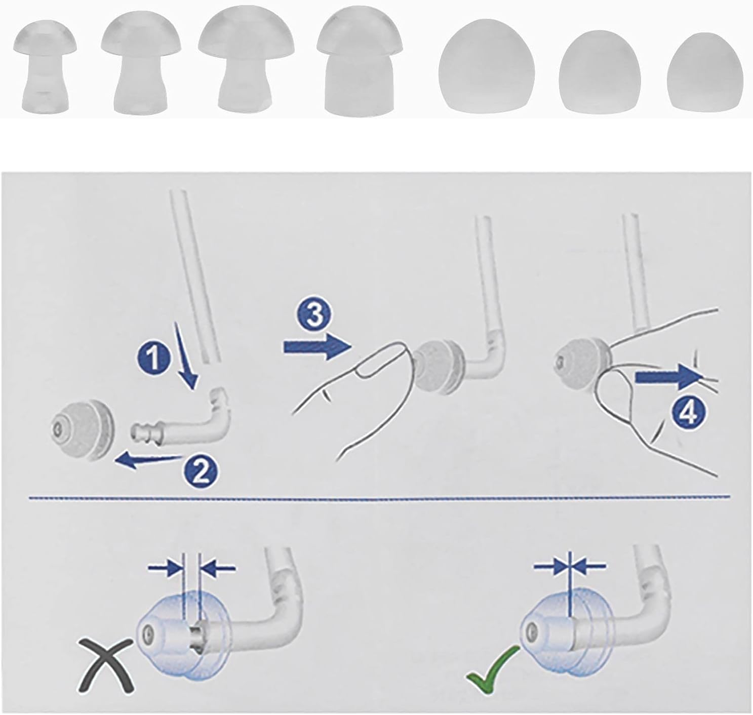 Micro Traders 35pcs Mushroom Hearing Aid Domes Silicone Universal Domes for Hearing Aids Earbud Replacements and BTE Hearing Sound Amplifiers : Health & Household