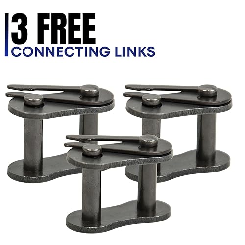 Miniatura 8 de Jeremywell 25H Heavy Duty Roller Chain 10 Feet with 3 Connecting Links for Go Karts Mini Bikes Scooters ATV MTV Dirt Bike and Other Industrial