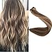 Full Shine 18 inch Hair Weft Extensions Human Hair Ombre Balayage Remy Hair Bundles Double Wefted Full Head Color #4 Dark Brown And #27 Honey Blonde 100g Per Package Remy Hair