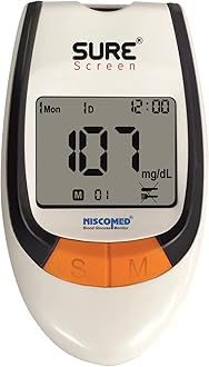 Niscomed Surescreen Glucose Blood Sugar Monitor Painfree Testing Kit with 75 Strips Glucometer White