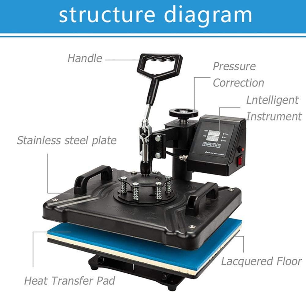 6 in 1 Heat Press Machine Digital Combo Heat Transfer Sublimation Print Machine T-Shirts Mug Plate Swing Away Heat Transfer Machine
