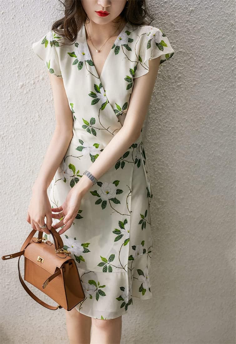 GEORGESRECHの花柄 半袖ひざ丈ワンピース チュニックフレンチ
