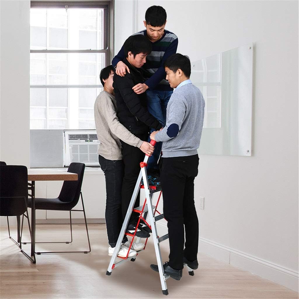 Step Stool Step Folding Ladder, Step Aluminum Alloy Ladder Attic Stepladder Dedicated Ladder for Warehouse Household Ladder/Orange/42 X 67 X 137Cm