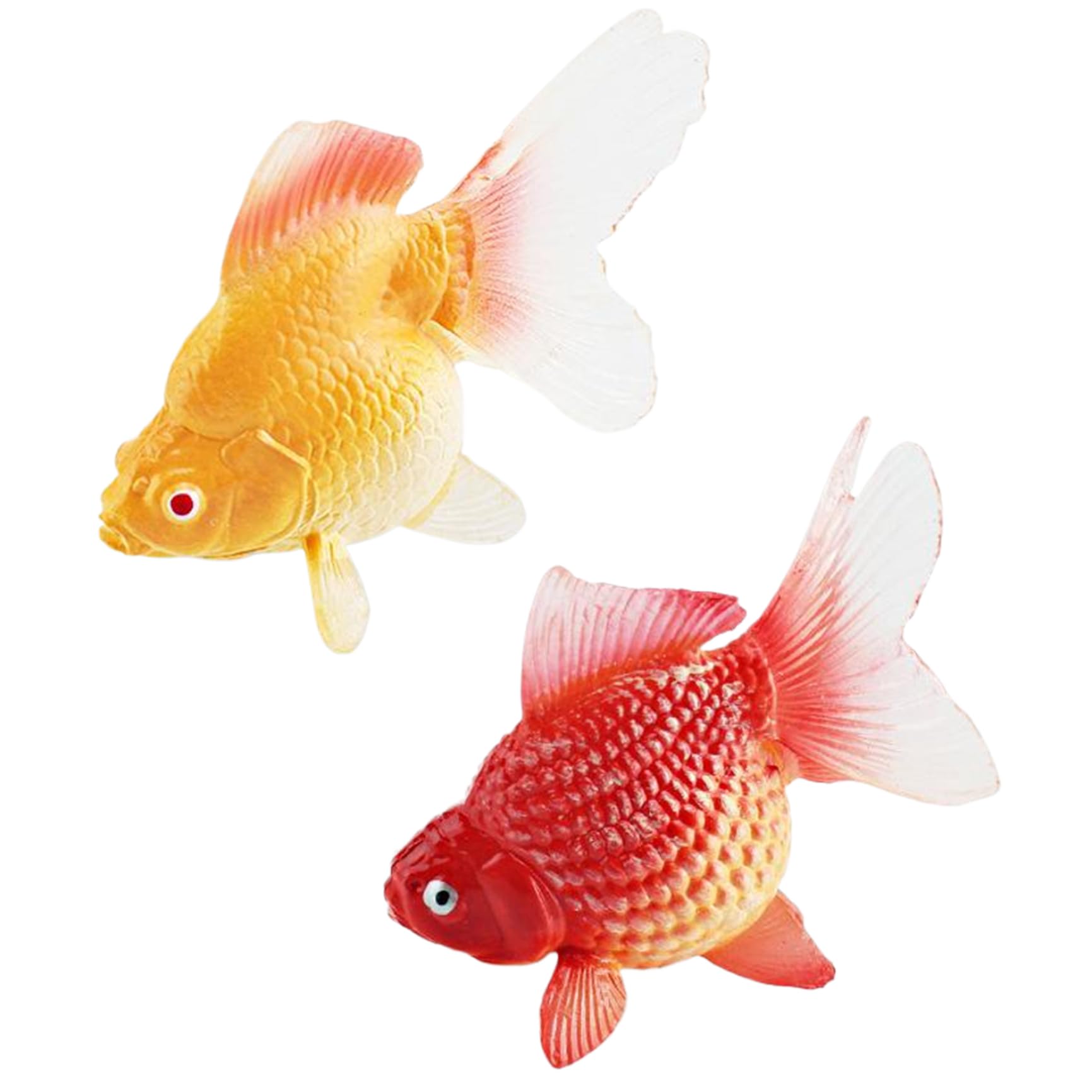 Licsaliwe Artificial Plastic Goldfish Models, 2PCS Realistic Floating Fish Tank Decorations in Yellow & Red